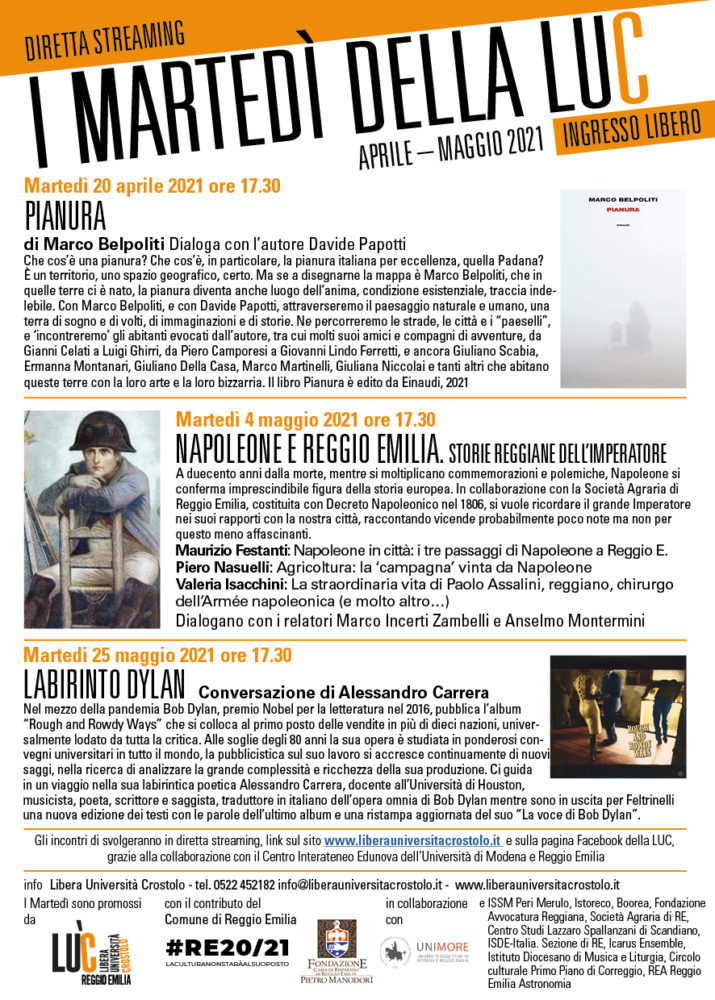 Il nuovo trimestre” di iniziative culturali della LUC tra Dante, Napoleone, la nostra Pianura