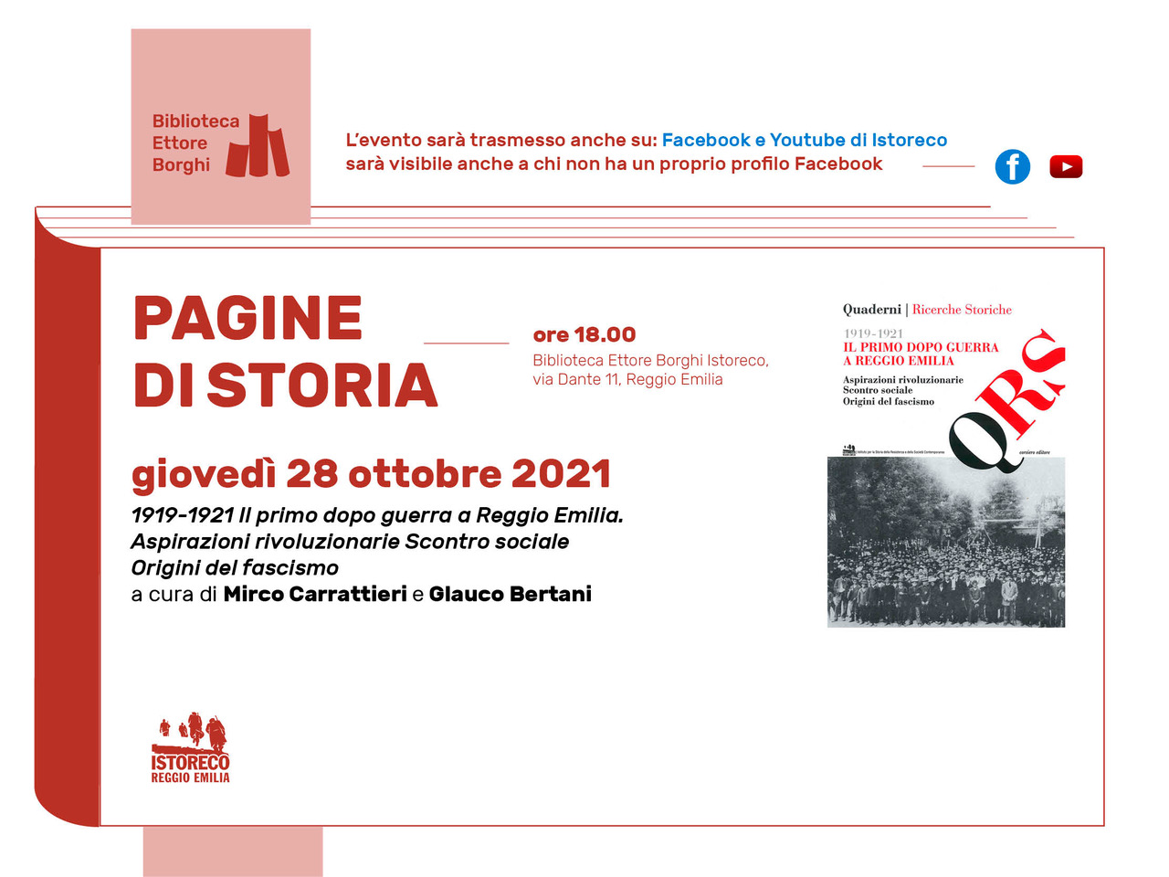 Presentazione del Quaderno “1919-1921 Il primo dopo guerra a Reggio Emilia”
