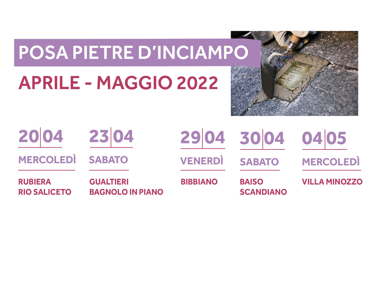 Posa nuove Pietre d’Inciampo – aprile/maggio 2022