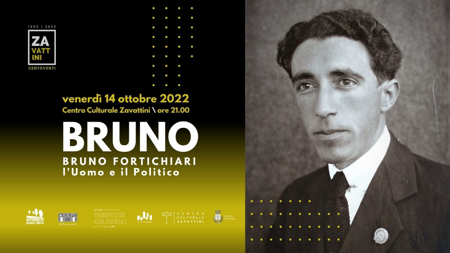 “BRUNO. Bruno Fortichiari, l’uomo e il politico” il 14 ottobre a Luzzara