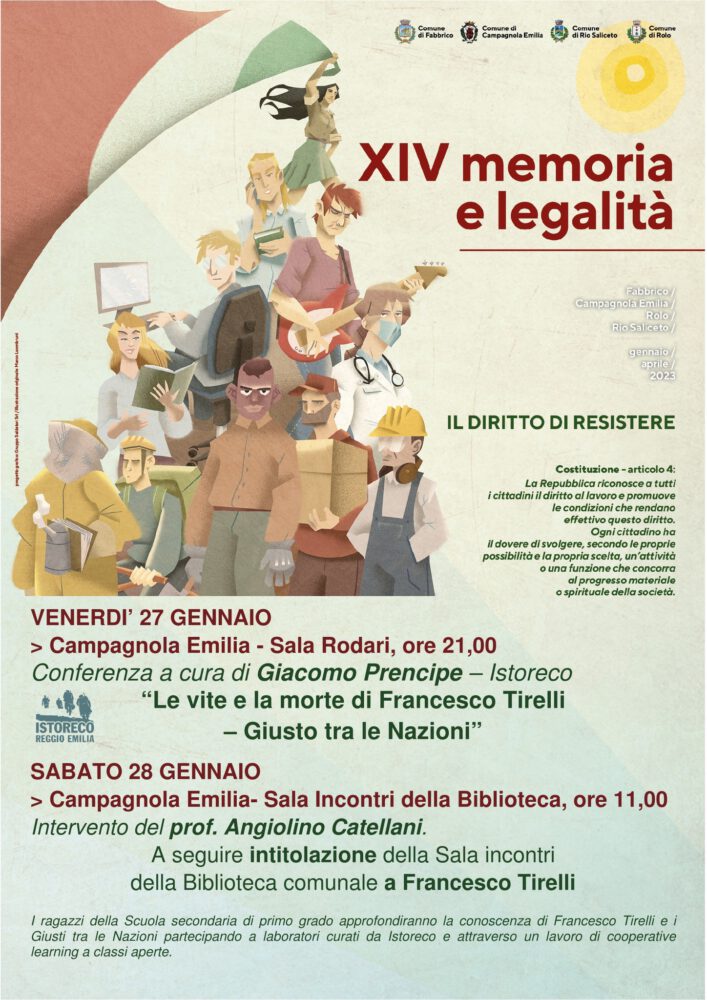 Il Giorno della Memoria a Campagnola Emilia ricordando il Giusto tra le Nazioni Francesco Tirelli