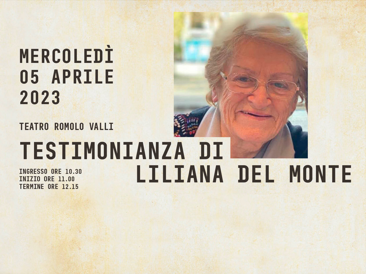 Testimonianza di Liliana Del Monte per il Viaggio della Memoria al teatro Valli