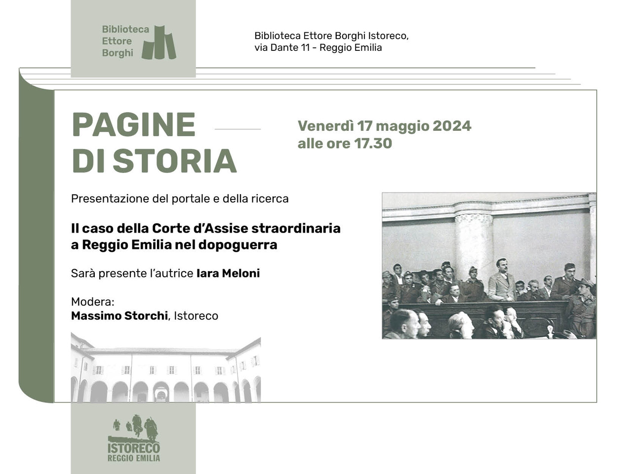 Presentazione del portale e della ricerca “Il caso della Corte d’Assise straordinaria a Reggio Emilia nel dopoguerra”