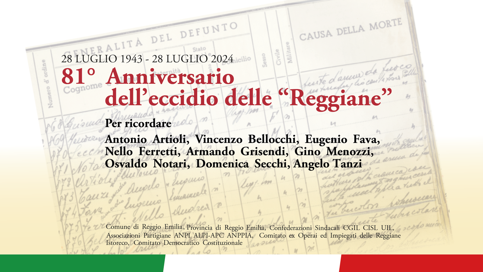 Il 28 luglio 2024 si ricorda l’81° anniversario dell’eccidio delle “Reggiane”