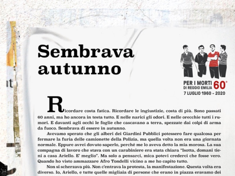 Istoreco ricorda Ariello Bertozzi di Massenzatico, in piazza il 7 luglio 1960
