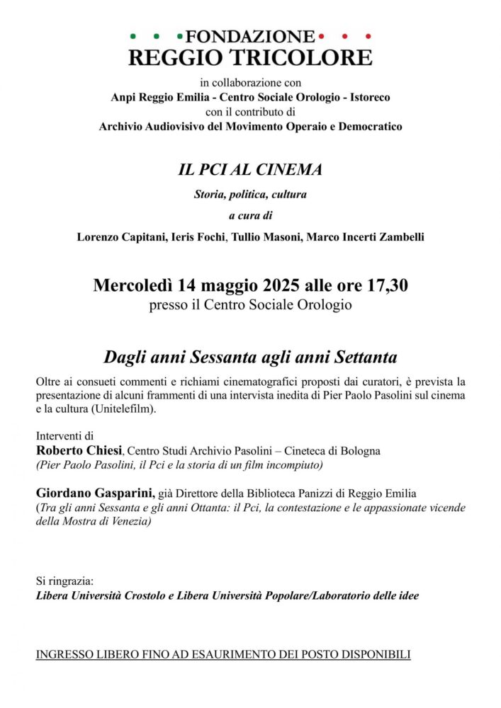 “Il PCI al cinema”: storia, politica e cultura il 14 maggio