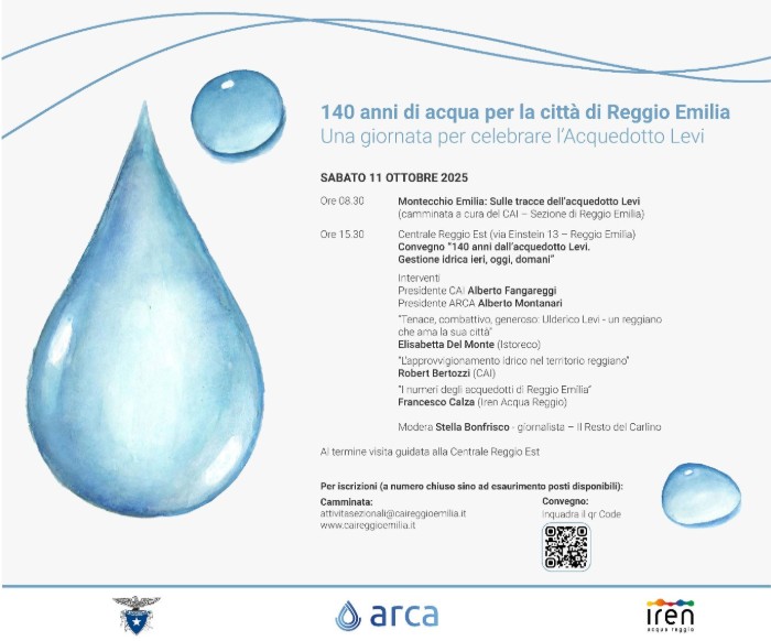 140 anni di acqua per la città di Reggio Emilia: sabato 11 ottobre una giornata per celebrare l’Acquedotto Levi