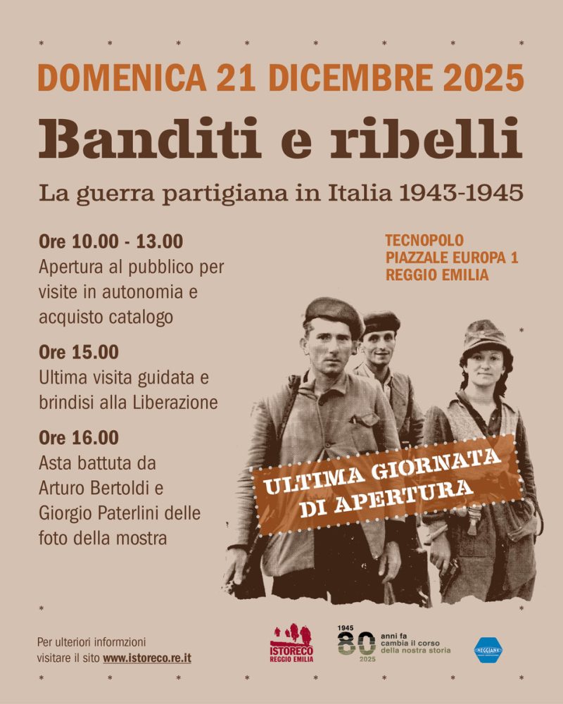 Chiusura mostra “Banditi e ribelli” il 21 dicembre al Tecnopolo con visita guidata e asta fotografie