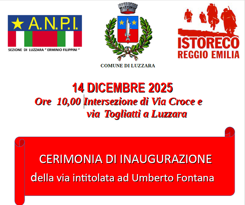 Luzzara, inaugurazione della via dedicata a Umberto Fontana