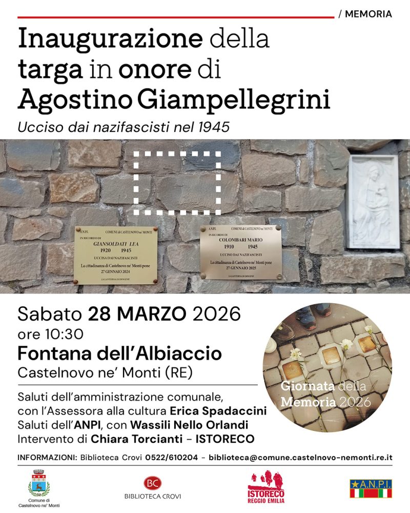 Inaugurazione della targa in memoria di Agostino Giampellegrini a Castelnovo ne’ Monti