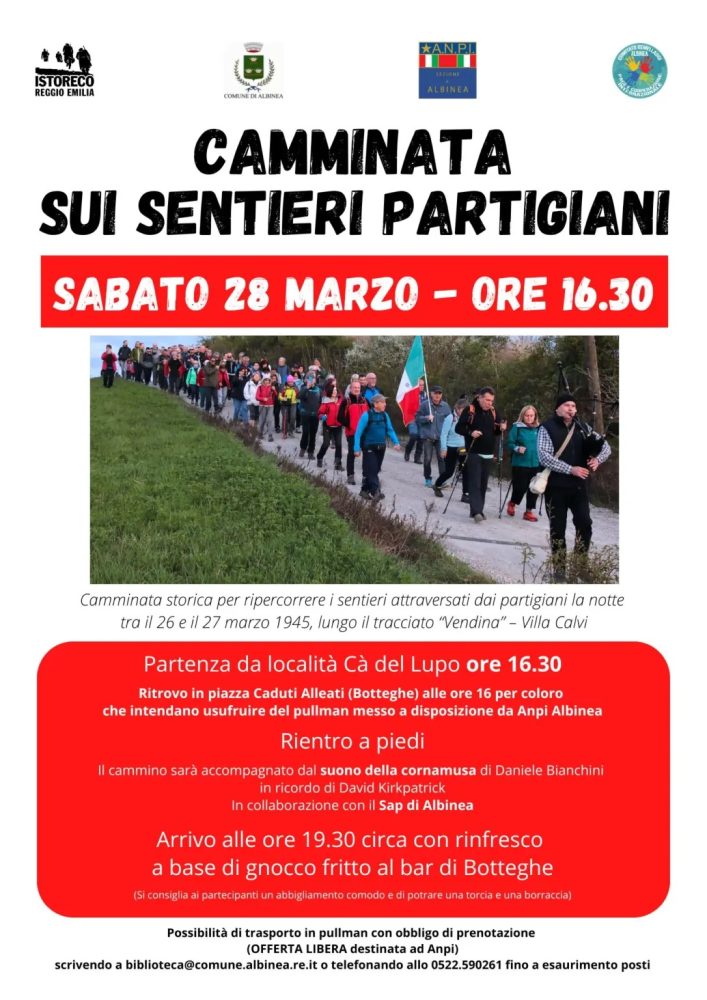 Sabato 28 marzo ad Albinea al suono della cornamusa da Cà del Lupo a Botteghe