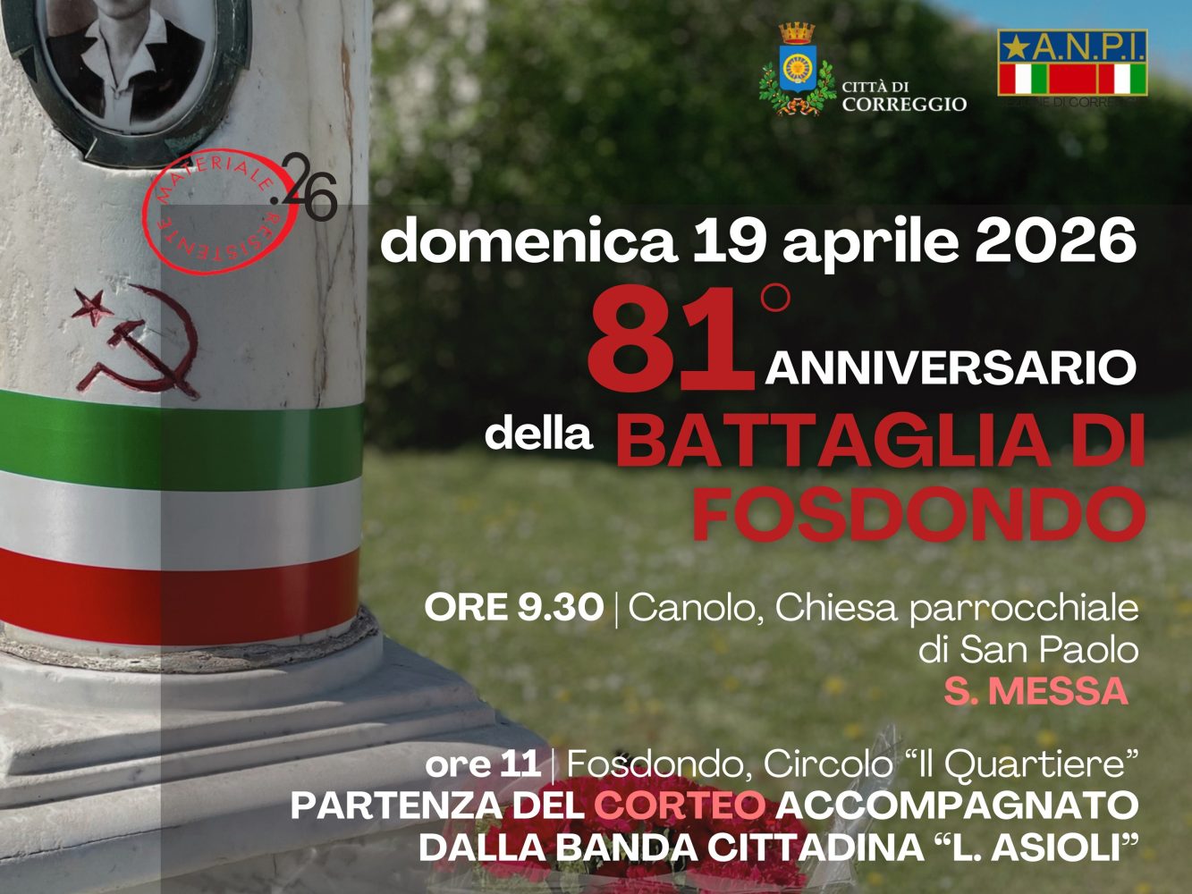 81° anniversario della battaglia di Fosdondo a Correggio