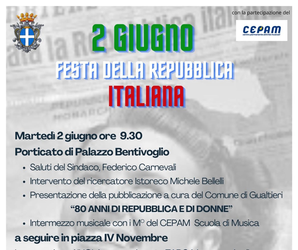 “80 Anni di Repubblica e di Donne” a Gualtieri