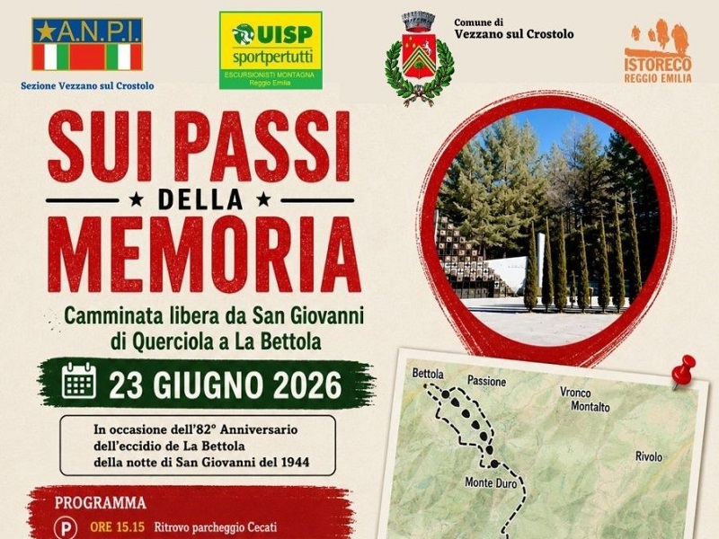 “Sui Passi della Memoria”: il 23 giugno camminata commemorativa da San Giovanni di Querciola a La Bettola